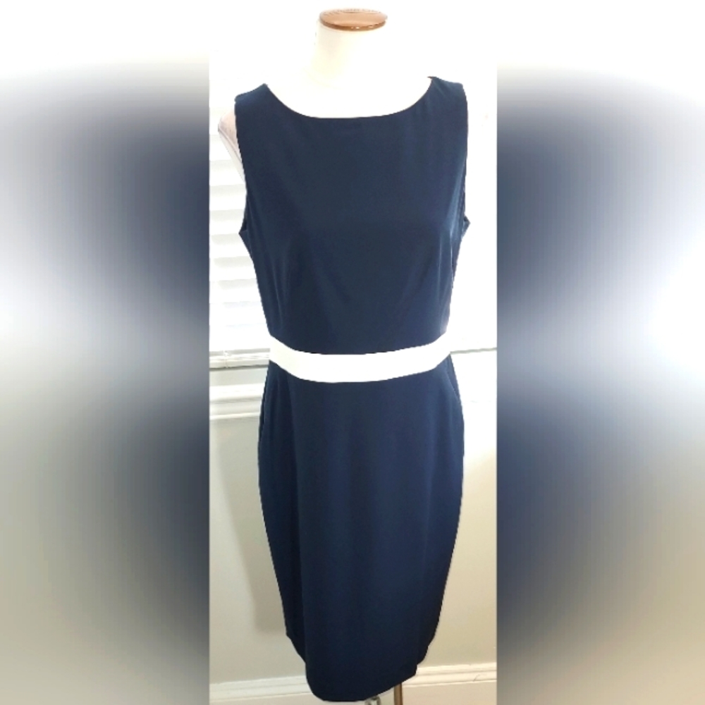 Anne Klein Midnight/Pearl Sleeveless Dress Size 8 NWT